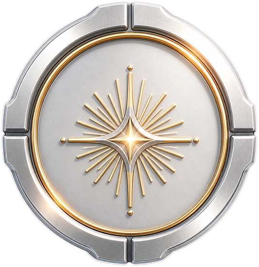 Icono de la línea Splendor de Lituarte en plata con estrella radiante que simboliza luz divina y arte religioso católico.