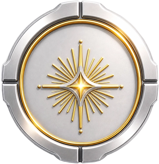 Icono de la línea Splendor de Lituarte en plata con estrella radiante que simboliza luz divina y arte religioso católico.